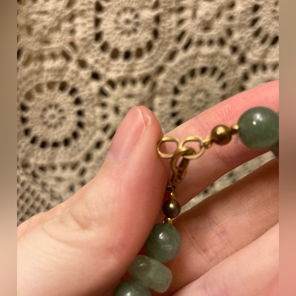 Green Variety Semi-Precious Stone Bracelet with Gold Clasp - Picture 6 of 8